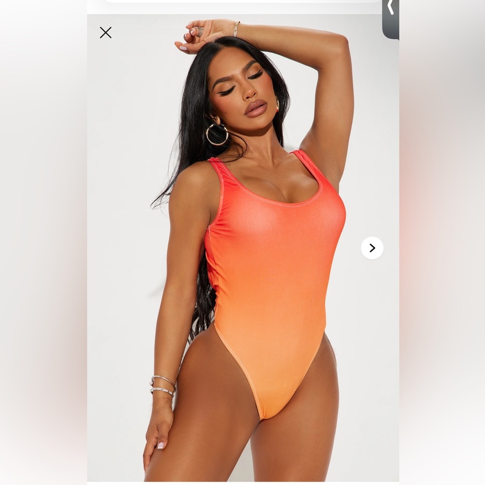 Fashion Nova Orange to Coral Ombre One-Piece Swimsuit